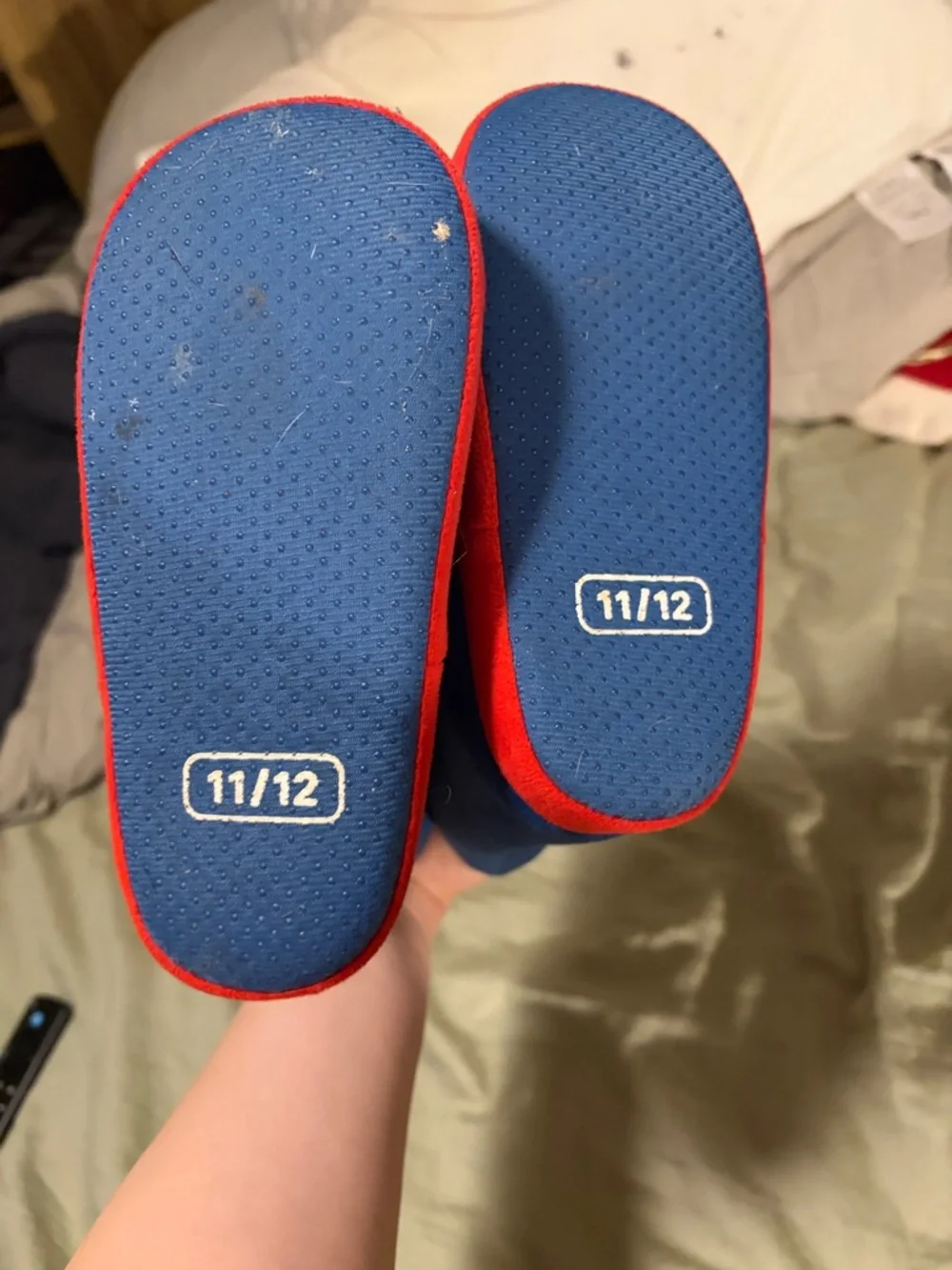Spiderman Kids Plush Slippers - Red & Blue - 11/12